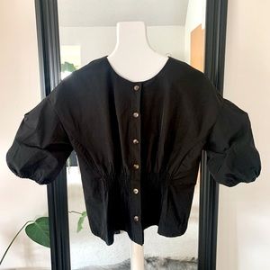 GRACIA Black Puffy Sleeve Shirt